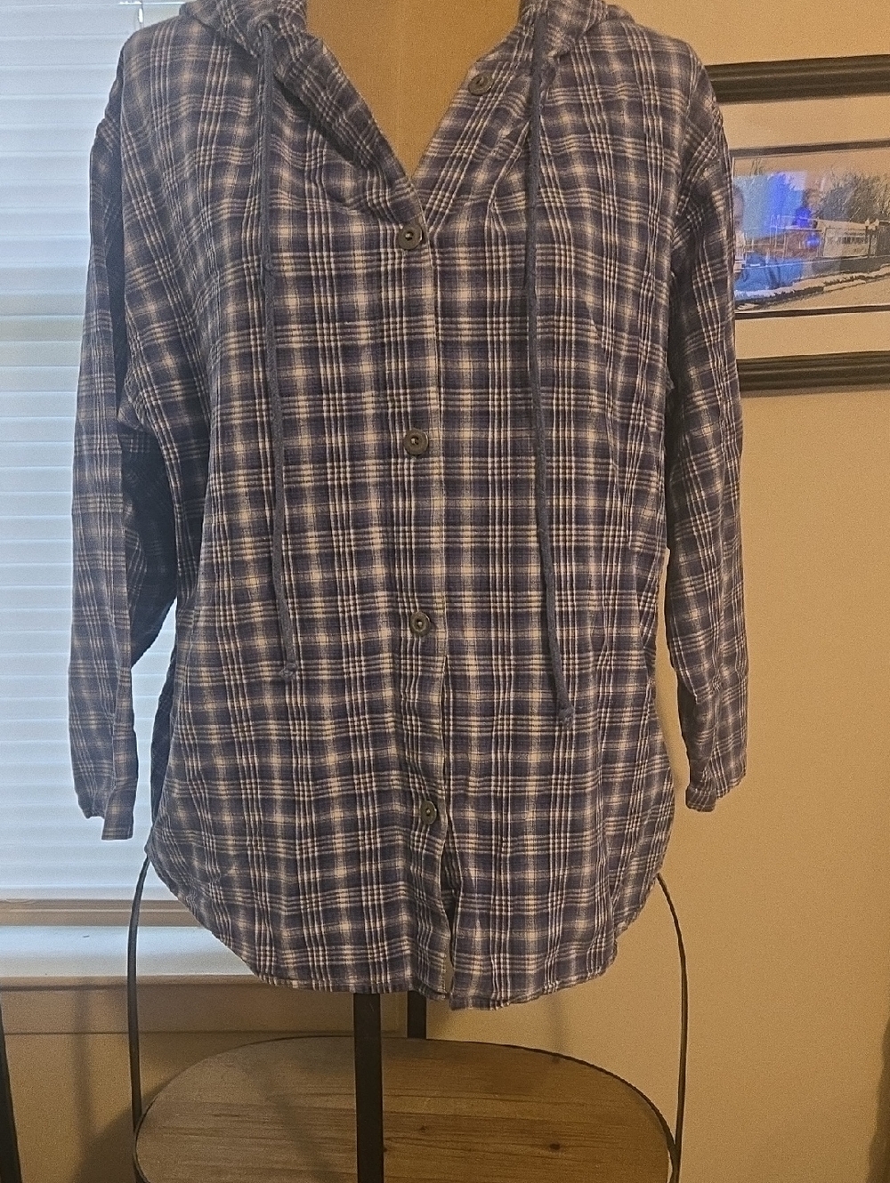 Northern Reflections Blue Plaid Hooded Button-Up Jacket